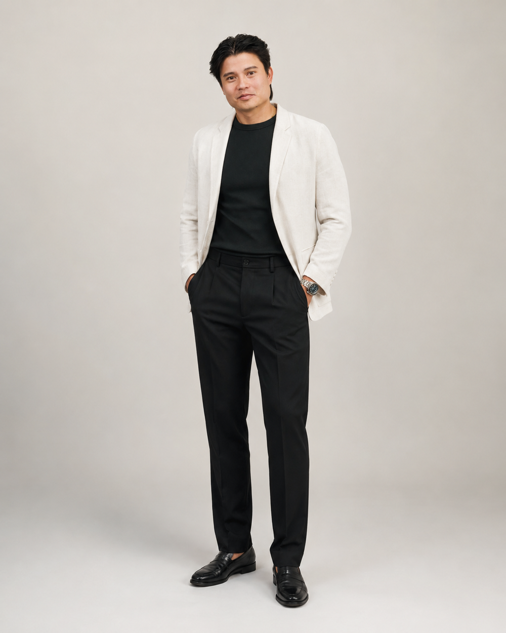 Slim Ribbed T-shirt layered cleanly