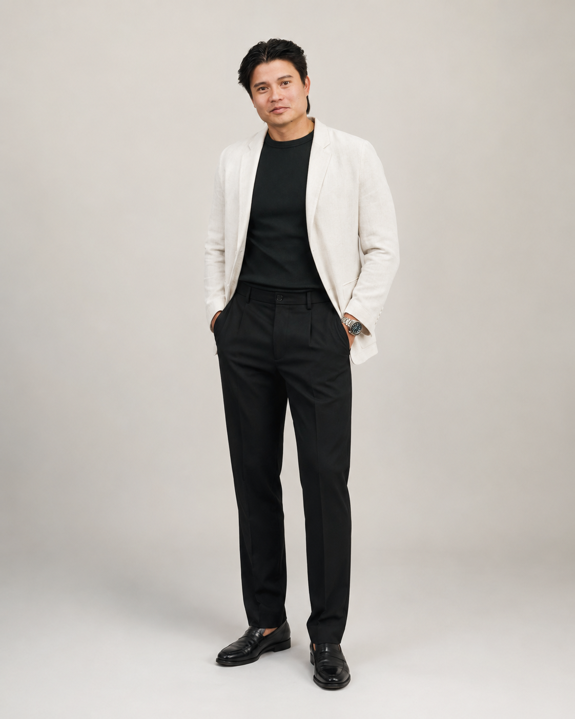Slim Ribbed T-shirt layered cleanly