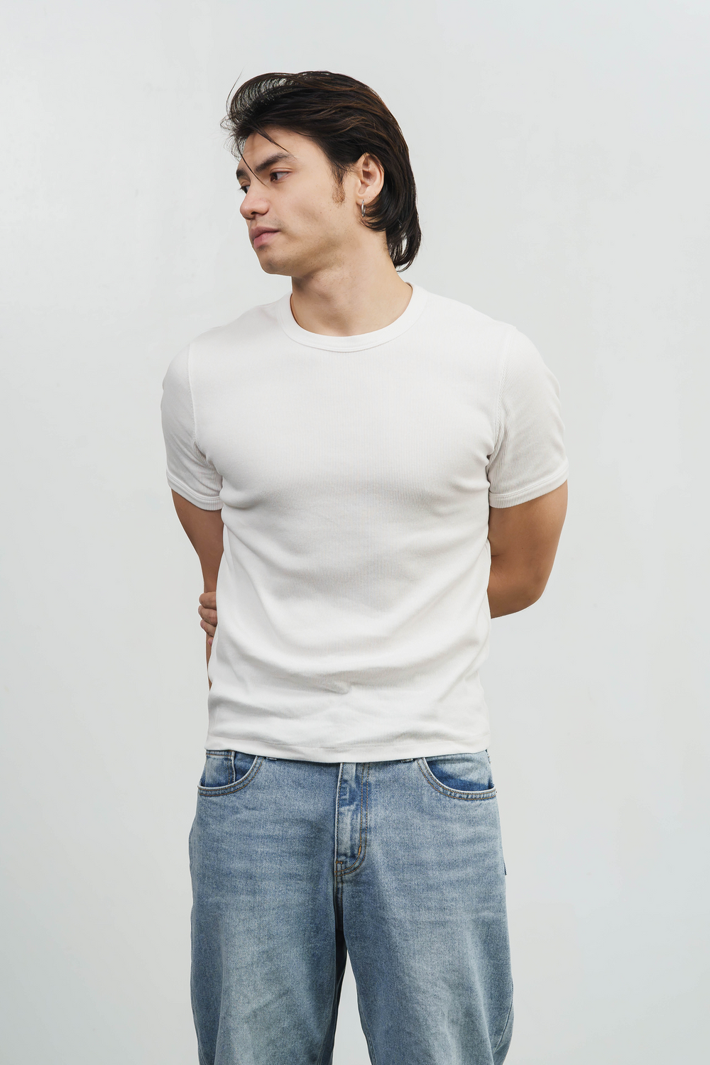 Slim Ribbed T-shirt worn solo