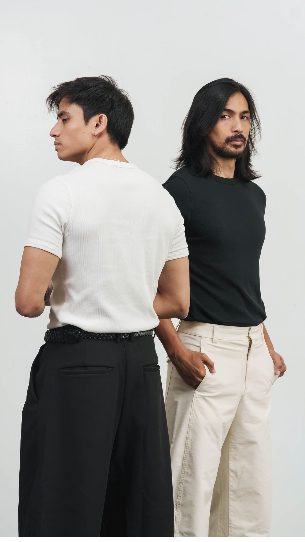 Black and White Slim Ribbed Tee base rotation