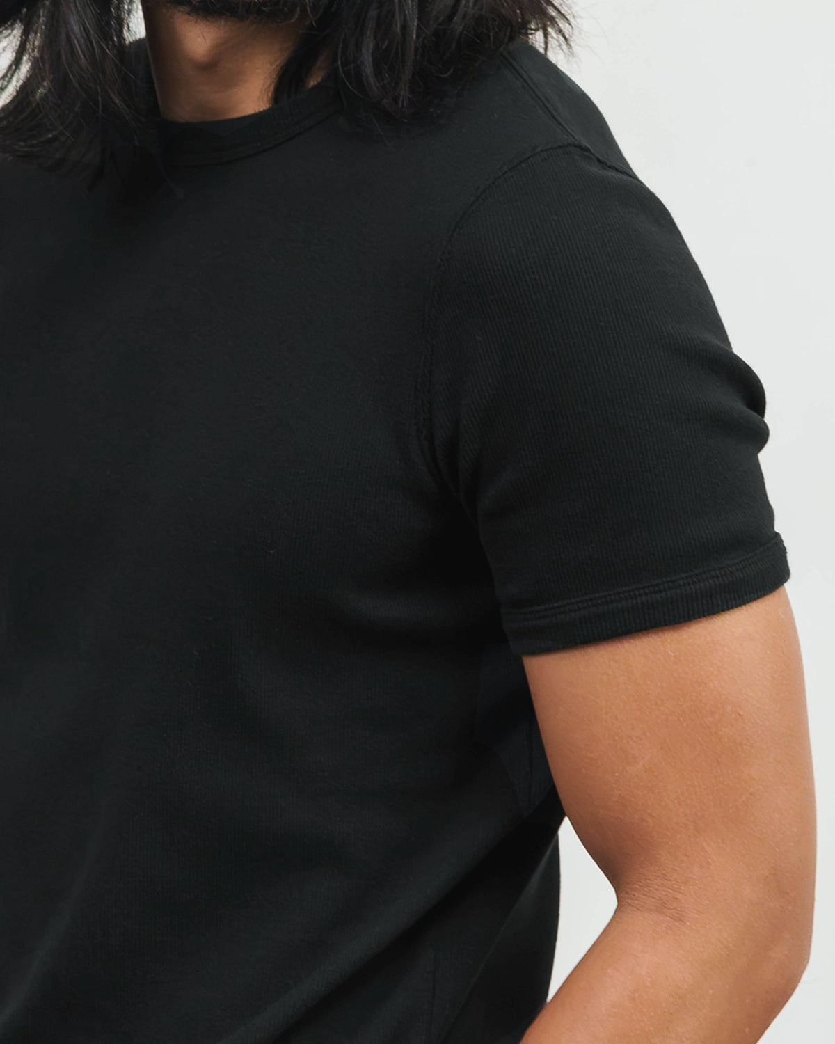 Slim Ribbed Tee fabric weight detail
